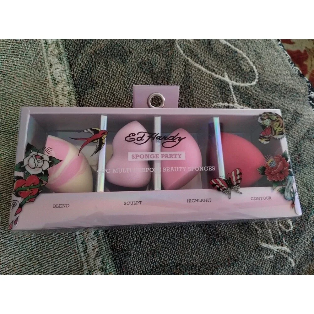 Ed Hardy Sponge Party 4pc Multi Purpose Beauty Sponges